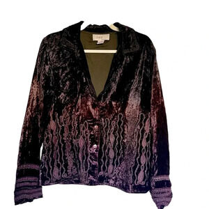 Anu by Natural Black Brown Ombré Velvet Jacket‎ Bead Details Size Medium